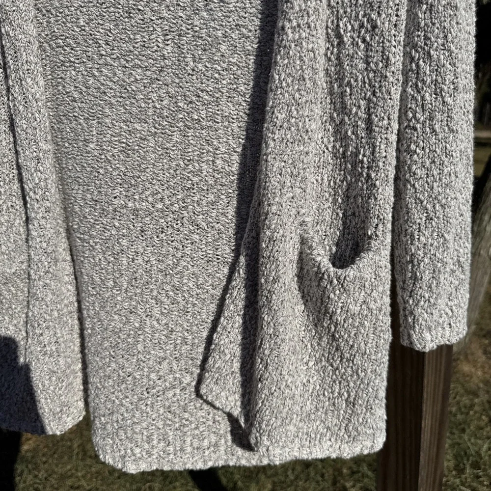 Jones New York Cardigan Women Medium Gray Heather Open Front Pockets Long Casual